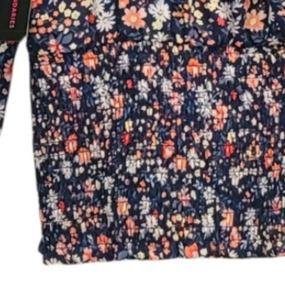 No Bounderies Off Shoulder Long Sleeve Smocked Sheer FloralCrop Top Blouse Small - Picture 4 of 6